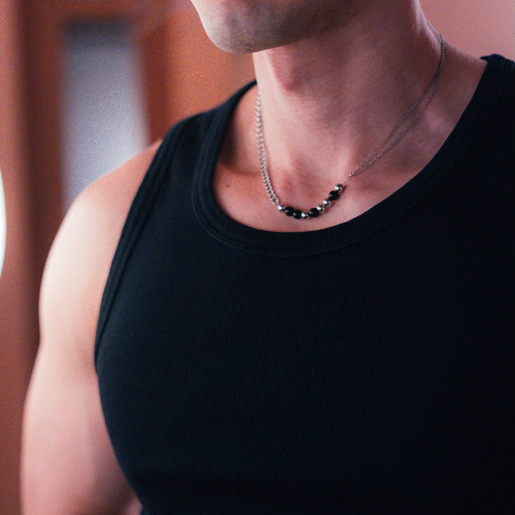 Black Agate Beans Necklace