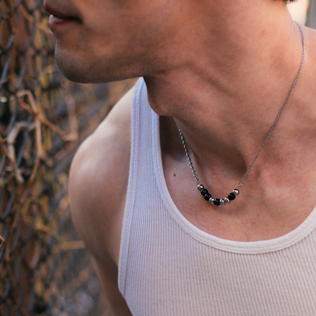 Black Agate Beans Necklace