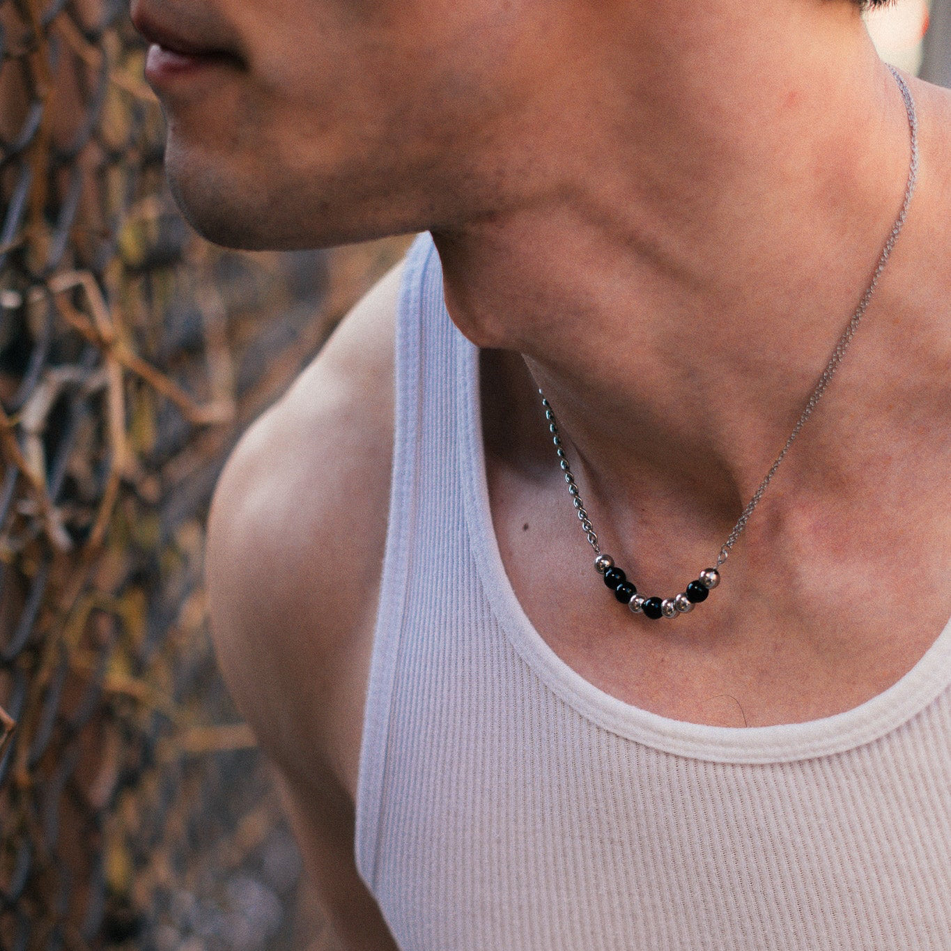 Black Agate Beans Necklace